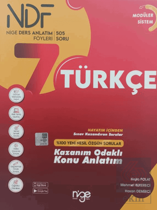 7. Sınıf Türkçe Ndf Nige Ders Anlatım Föyleri Kazanım Odaklı Konu Anla