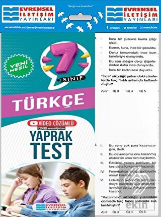 7. Sınıf Türkçe Video Çözümlü Yaprak Test Evrensel