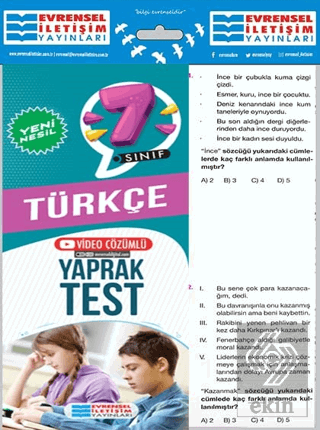 7. Sınıf Türkçe Video Çözümlü Yaprak Test Evrensel