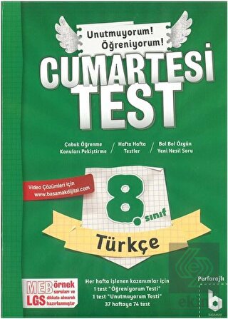 8. Sınıf Cumartesi Test Türkçe