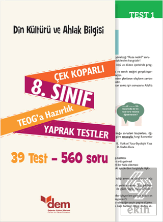 8. Sınıf TEOG Din Kültürü ve Ahlak Bilgisi Çek Kop