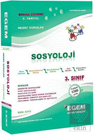 Açıköğretim Sosyoloji 3. Sınıf 6. Yarıyıl Bahar Dö