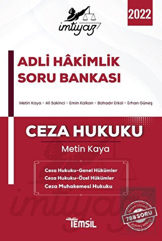  Adli Hakimlik Soru Bankası Ceza Hukuku Genel Hükümler-Özel Hükümler-CMK 2022