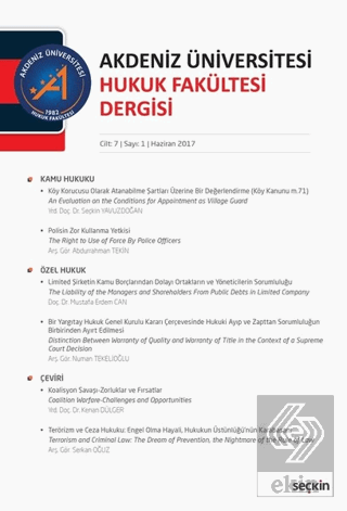 Akdeniz Üniversitesi Hukuk Fakültesi Dergisi Cilt:7 - Sayı:1