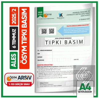ALES 2025/2 ÖSYM Tıpkı Basım Çıkmış Soru Deneme Kitapçığı Video/PDF Çö