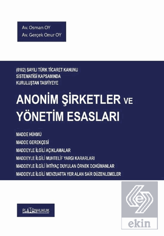 Anonim Şirketler ve Yönetim Esasları