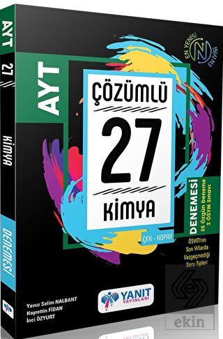 Yanıt Yayınları AYT Kimya Çözümlü 27 Deneme
