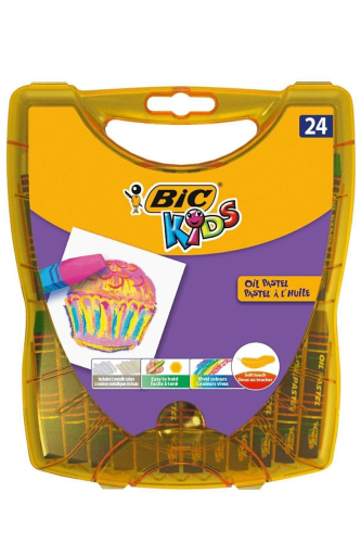 BİC YAĞLI PASTEL 24 RENK SERT PLASTİK KUTU