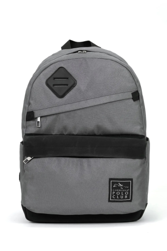 Cambridge Polo Club Creative Üç Bölmeli Unisex Çocuk İlkokul Çantası Gri