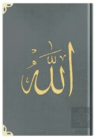 Çanta Boy Kadife Kur'an-ı Kerim (Koyu Gri, Nakışlı