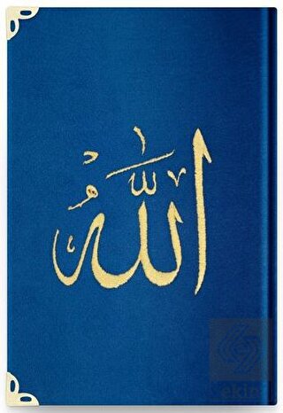 Çanta Boy Kadife Kur'an-ı Kerim (Lacivert, Nakışlı