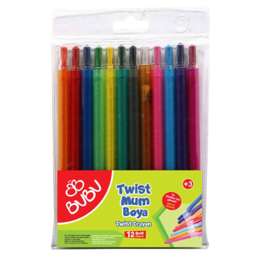 Ceren Bubu Twist Crayon Çevirmeli Mum Boya 12 Renk