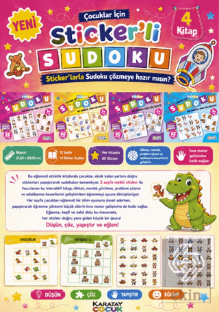Çocuklar İçin Sticker'li Sudoku - 4 Kitap