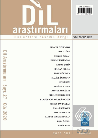 Dil Araştırmaları Uluslararası Hakemli Dergi Sayı: 27 Güz 2020