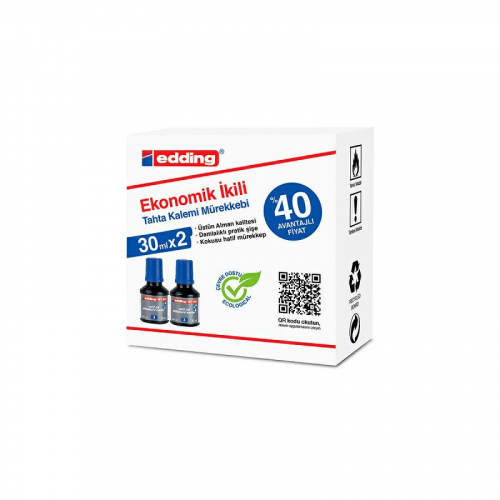 Edding (E-BT30) Mürekkep 30ML Mavi 2 Li Kutu