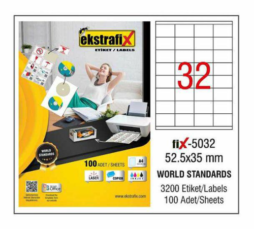 Ekstrafix Fix-5032 Lazer Etiket 52.5x35mm