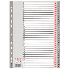 EsselteSeparatör A4 1-31 Rakam Gri