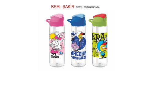 Gıpta 222031 Kral Şakir Desenli Pipetli Tritan Matara 630cc