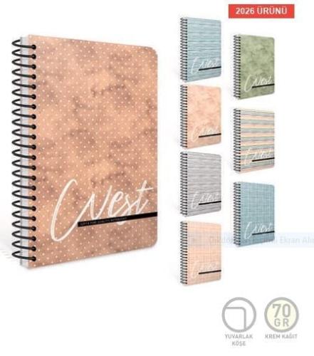 GIPTA WEST SPİRALLİ SERT KAPAK 17*24 120 YP KARELİ DEFTER