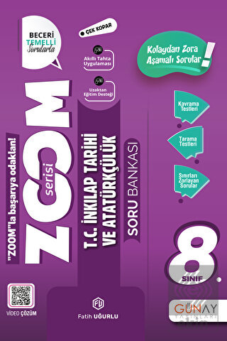 Günay 8.Sınıf T.C. İnkilap Tarihi ve Atatürkçülük Soru Bankası Zoom Se