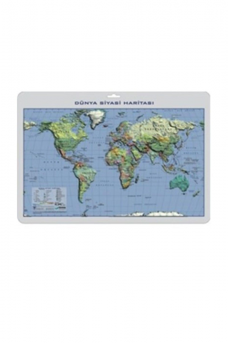 Gürbüz Kabartmalı Dünya Siyasi Haritası 35x50Cm