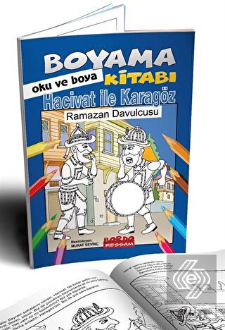 Hacivat İle Karagöz Ramazan Davucusu (Oku ve Boya)