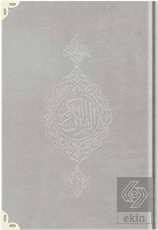 Hafız Boy Kadife Kur'an-ı Kerim (Açık Gri, Yaldızl