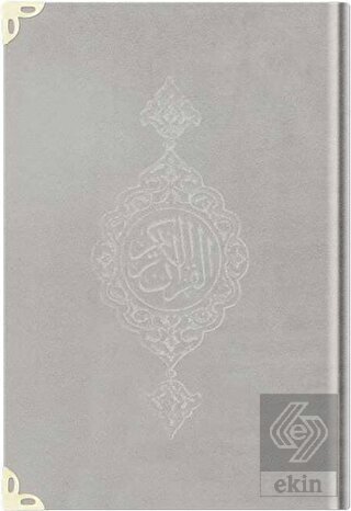 Hafız Boy Kadife Kur'an-ı Kerim (Açık Gri, Yaldızl