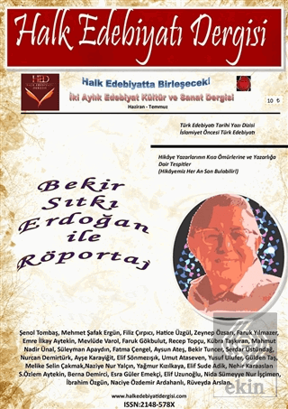 Halk Edebiyatı Dergisi Sayı: 1 Haziran-Temmuz 2014