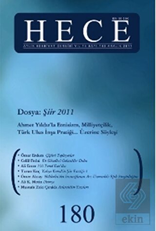 Hece Aylık Edebiyat Dergisi Sayı: 180