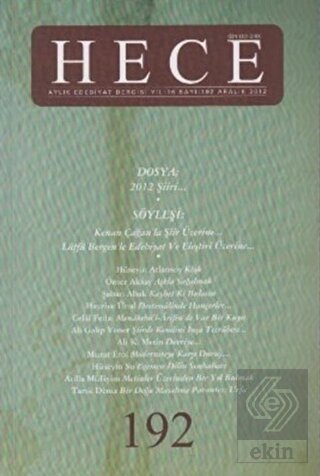 Hece Aylık Edebiyat Dergisi Sayı: 192