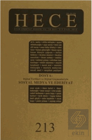 Hece Aylık Edebiyat Dergisi Sayı: 213 Eylül 2014