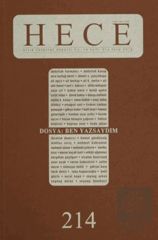 Hece Aylık Edebiyat Dergisi Sayı: 214 Ekim 2014