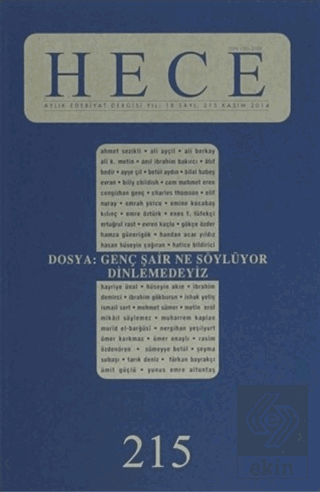 Hece Aylık Edebiyat Dergisi Sayı: 215 Kasım 2014