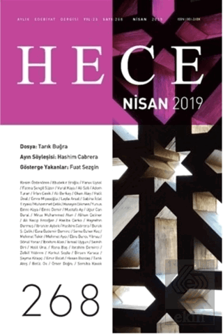 Hece Aylık Edebiyat Dergisi Sayı: 268 Nisan 2019