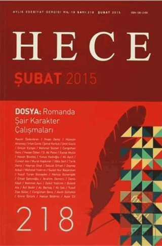 Hece Aylık Edebiyat Dergisi Yıl: 19 Sayı: 218 / Şu