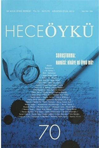 Hece Öykü Dergisi Sayı : 70 Ağustos-Eylül 2015