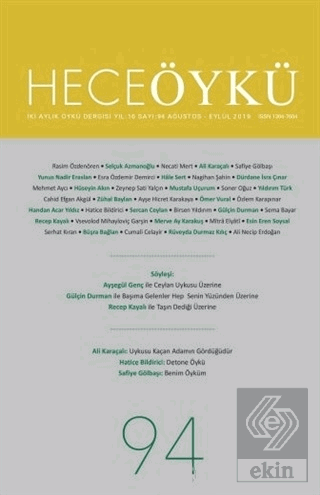 Hece Öykü Dergisi Sayı: 94 (Ağustos - Eylül 2019)