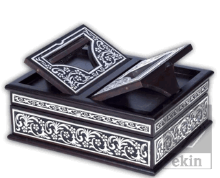 İç Kanat Sandıklı Siyah Kaplama Gümüş Kur'an-ı Ker