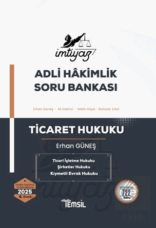 İmtiyaz Adli Hakimlik Soru Bankası Ticaret Hukuku