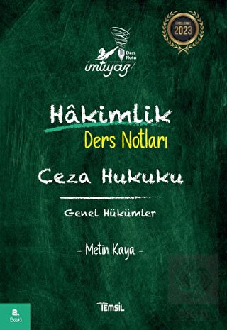 İmtiyaz Ceza Hukuku Genel Hükümler Hakimlik Ders N