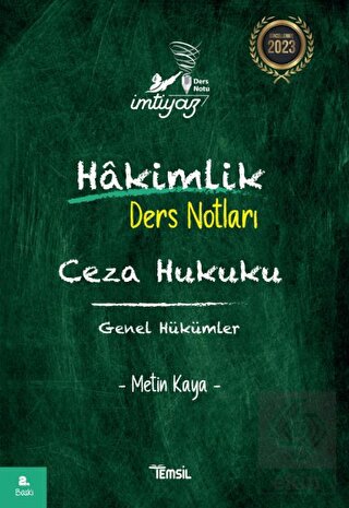 İmtiyaz Ceza Hukuku Genel Hükümler Hakimlik Ders N