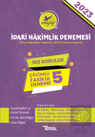 İmtiyaz İdari Hakimlik Denemesi Çözümlü 5 Deneme