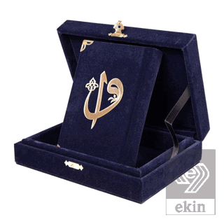 Kadife Kutulu Kur'an-ı Kerim (Büyük Cep Boy, Elif