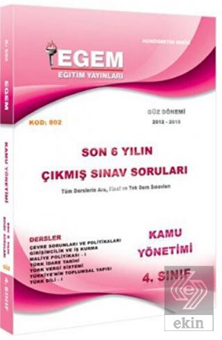 Kamu Yönetimi 4. Sınıf Güz Dönemi Çıkmış Sorular