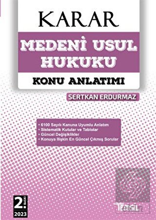 Karar Medeni Usul Hukuku Konu Anlatımı 2021