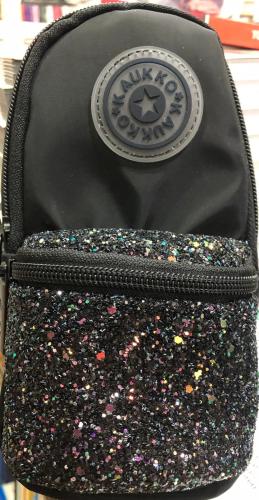KAUKKO BRIGHT JUNIOR KALEM ÇANTASI TAŞLI SİYAH