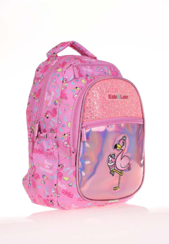 KAUKKO KIDS&LOVE SIRT ÇANTASI (AYNALI-TAŞLI FLAMIN