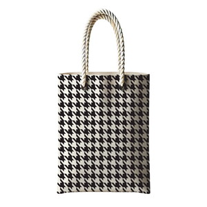 Kaz Ayağı Desen Temalı Fermuarlı Günlük Kullanım Bez Çanta