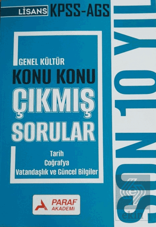 KPSS AGS Genel Kültür Konu Konu Çıkmış Sorular Son 10 Yıl